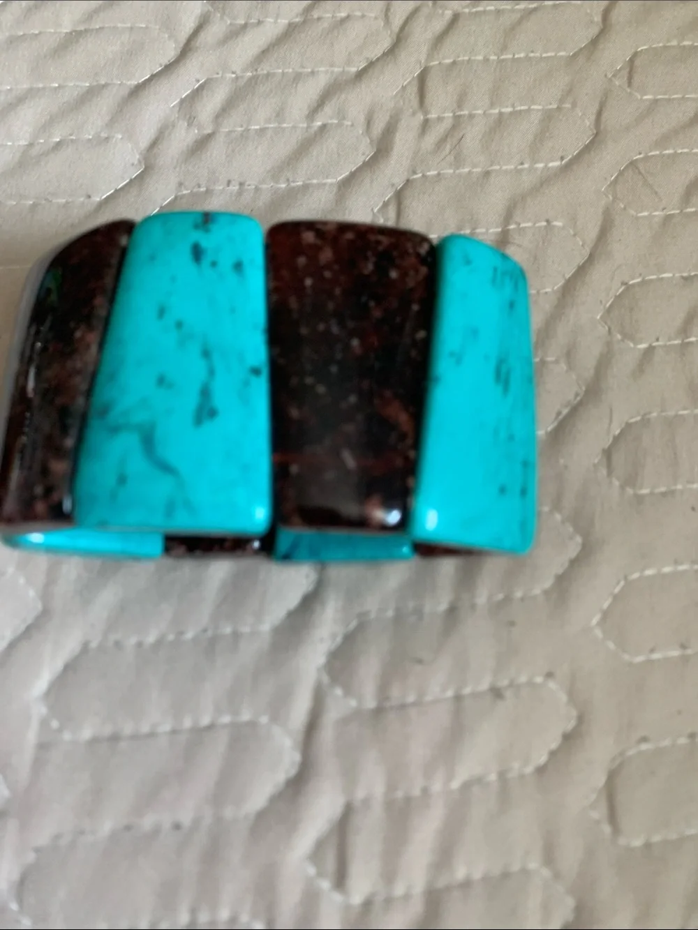 Turquoise and Brown Stretch Chunky Bracelet - Women's Stone Accent Accessory